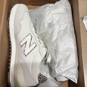 New Balance White and Brown Classics 515.  WL515S03